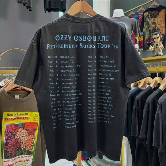 1996 OZZY OSBOURNE RETIREMENT SUCKS TOUR RARE WASHED BLACK T-SHIRT - Picture 2 of 2